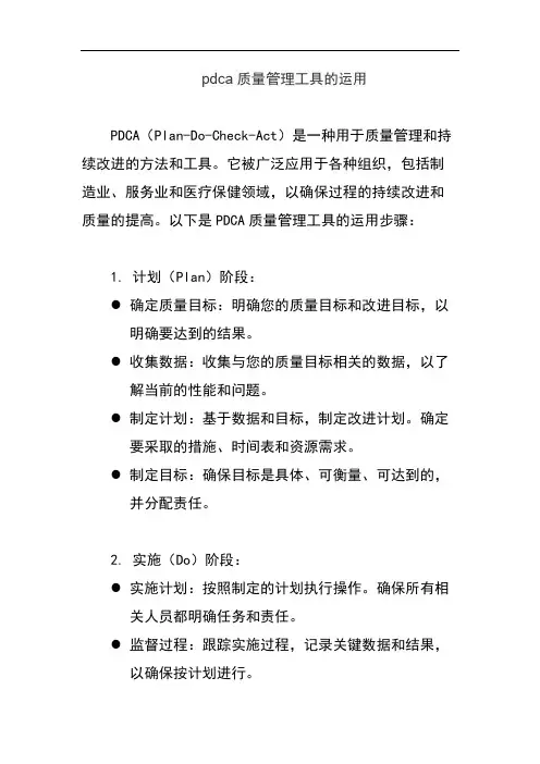 pdca质量管理工具的运用
