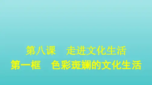 高中政治第四单元发展中国特色社会主义文化第八课第一框色彩斑斓的文化生活课件新人教版必修