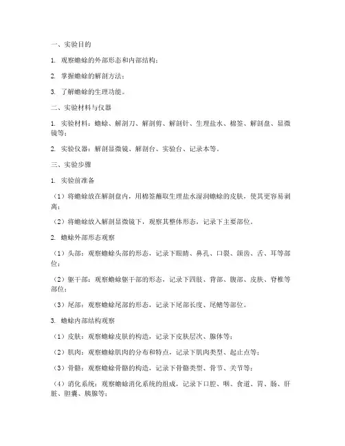 蟾蜍的实验报告