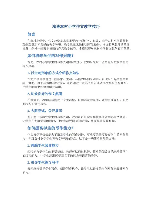 浅谈农村小学作文教学技巧