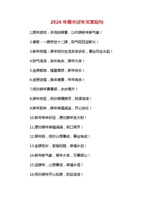 2024年最火过年文案短句