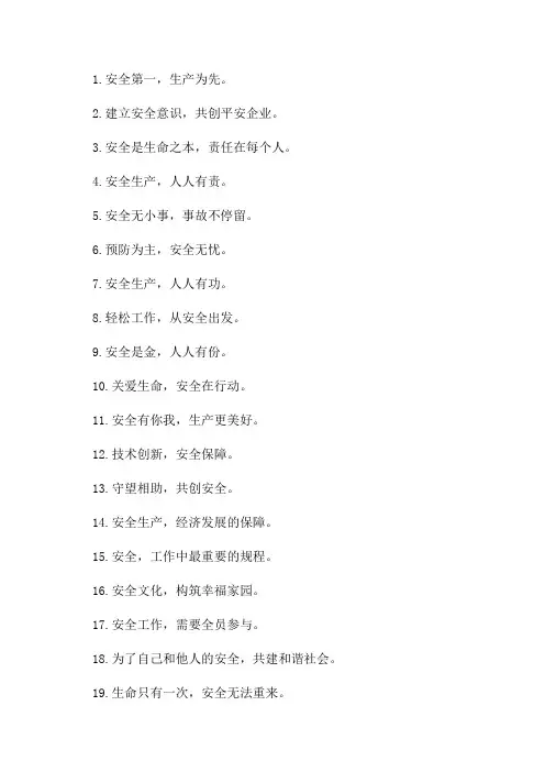 2024年“安全生产月”活动宣传标语用语或口号
