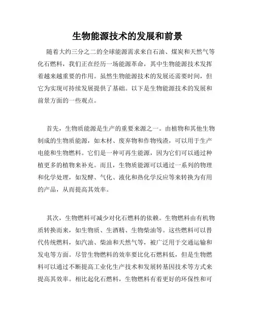 生物能源技术的发展和前景
