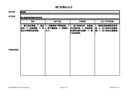 财务部平衡记分卡示例