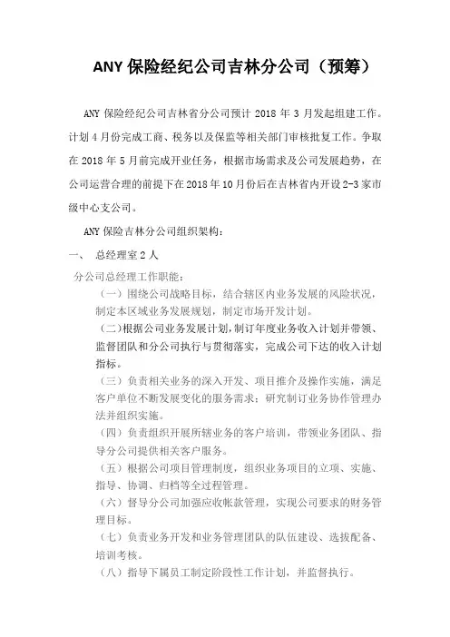 保险经纪分公司筹建手册