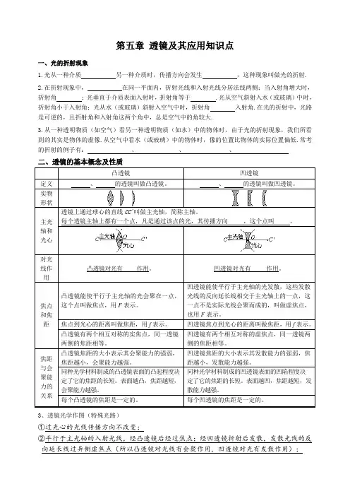 《透镜及其应用》知识点