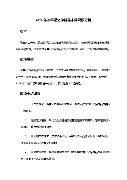 2024年改善记忆保健品市场规模分析