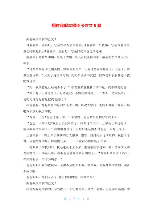 拥有我很幸福中考作文5篇