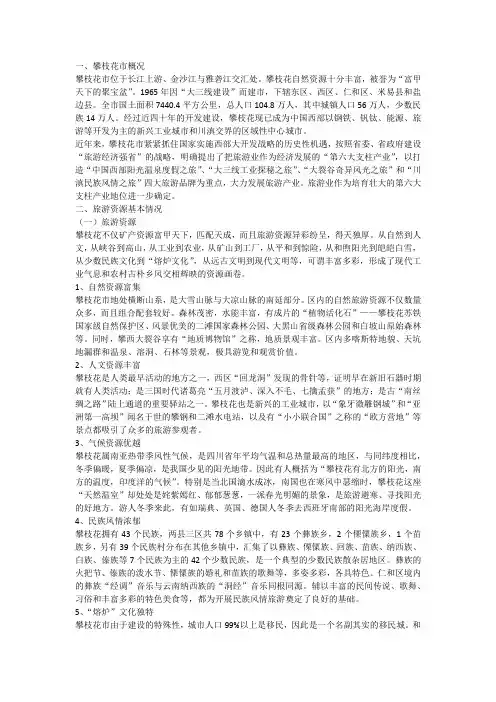 关于攀枝花市生态旅游发展调研的报告