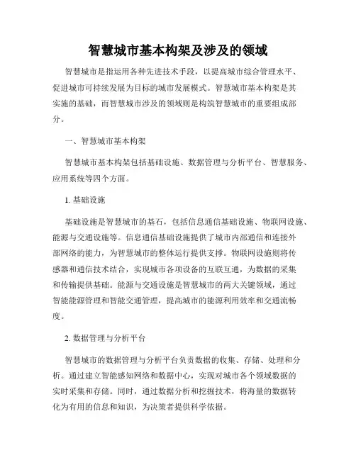智慧城市基本构架及涉及的领域