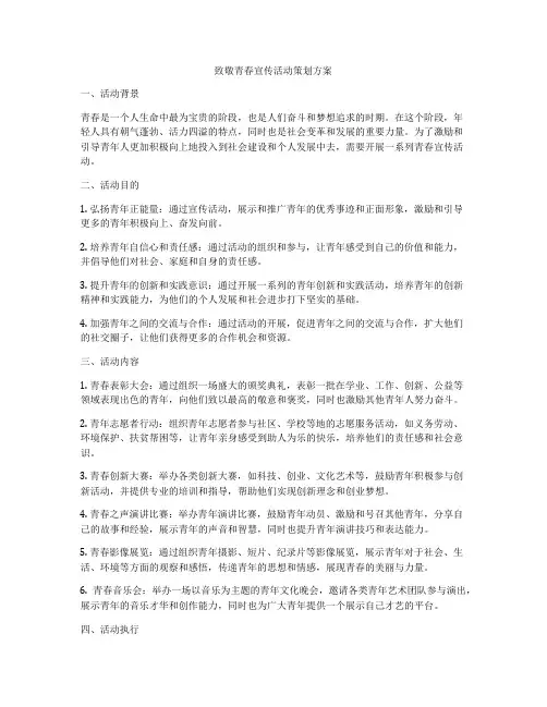 致敬青春宣传活动策划方案