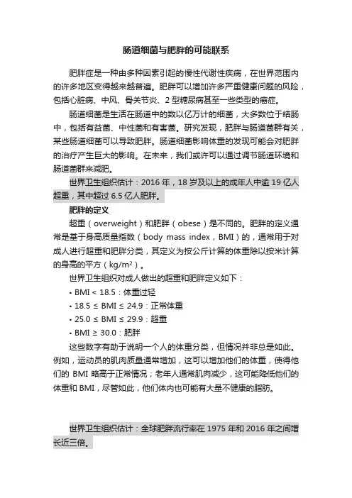 肠道细菌与肥胖的可能联系