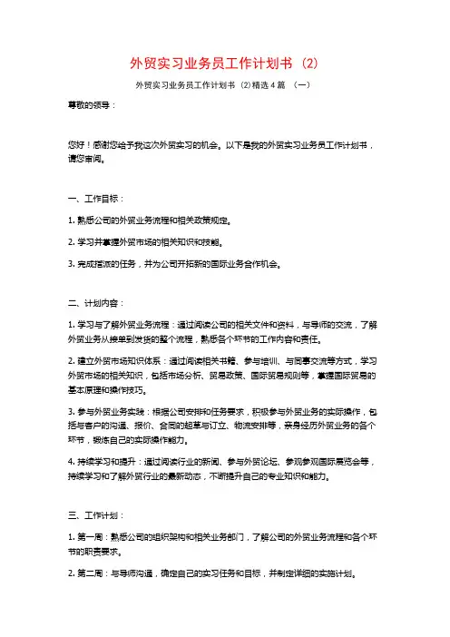 外贸实习业务员工作计划书4篇