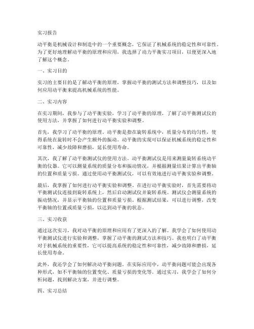 动平衡的实习报告