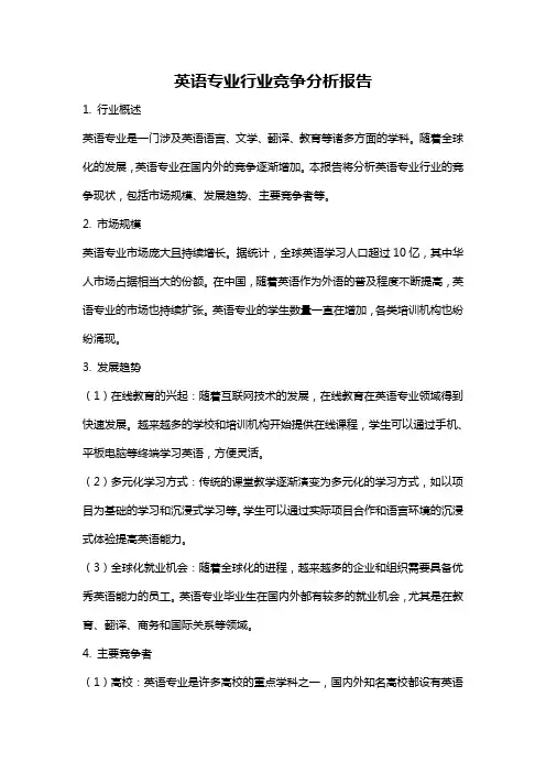 英语专业行业竞争分析报告