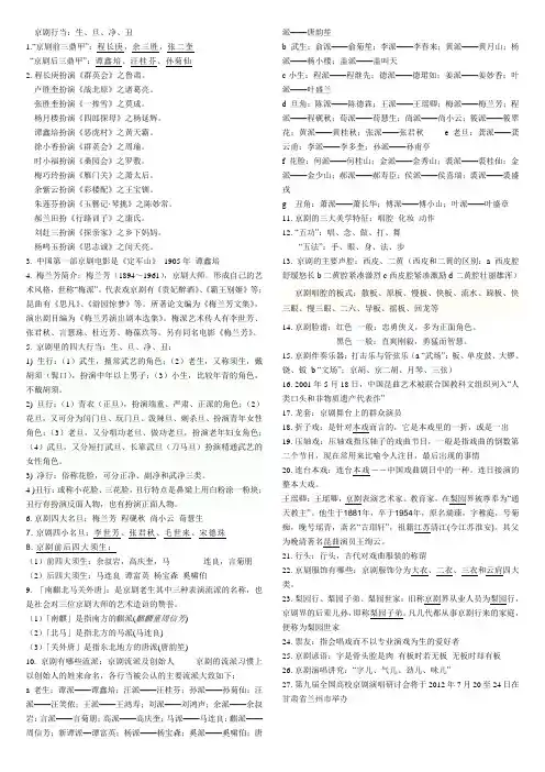 京剧简答填空知识