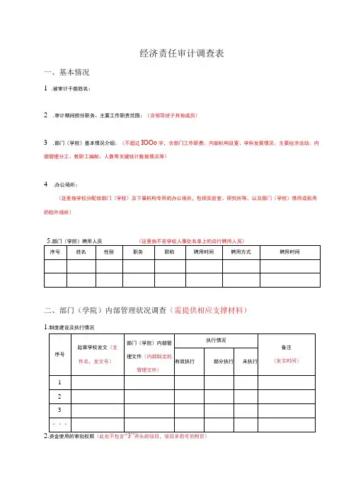 经济责任审计调查表