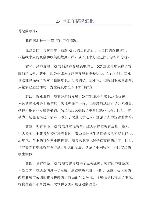 XX市工作情况汇报