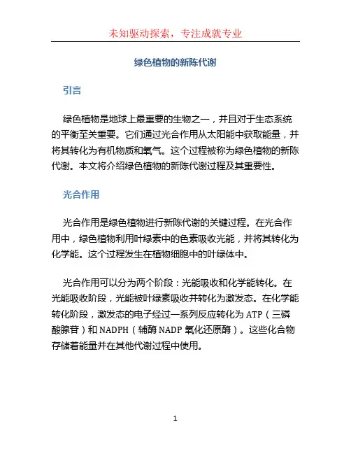 绿色植物的新陈代谢