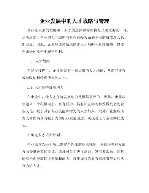 企业发展中的人才战略与管理