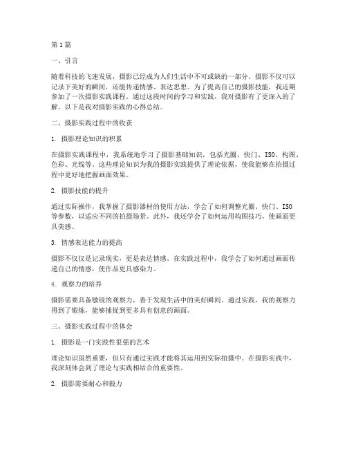 摄影实践报告总结心得(2篇)