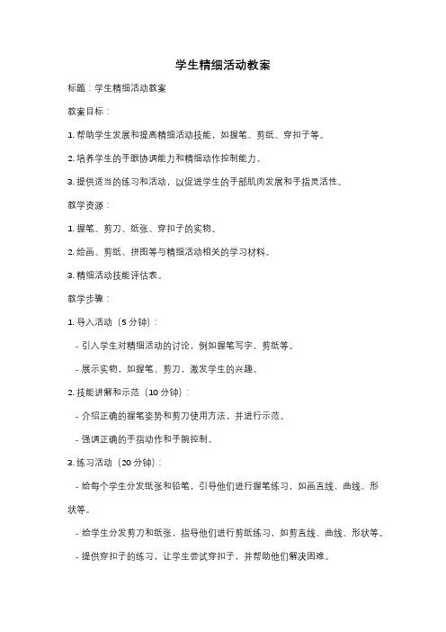学生精细活动教案