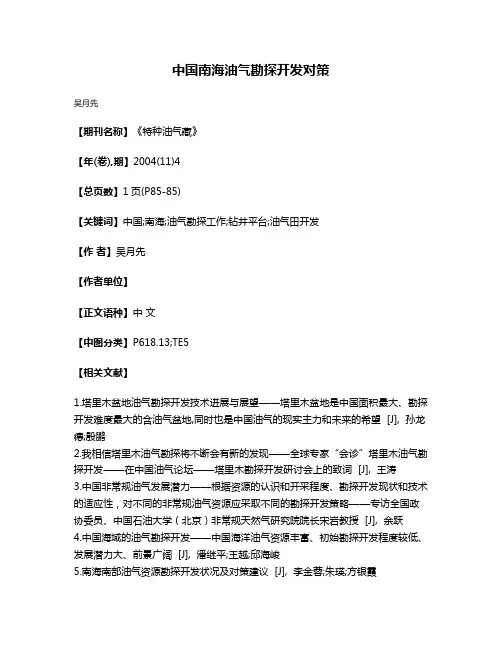 中国南海油气勘探开发对策