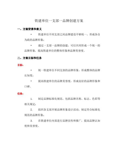铁建单位一支部一品牌创建方案