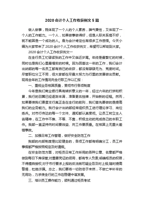 2020会计个人工作收获例文5篇