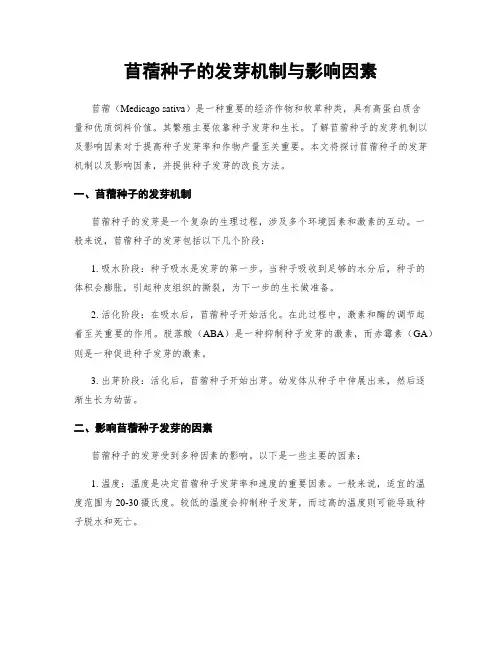 苜蓿种子的发芽机制与影响因素