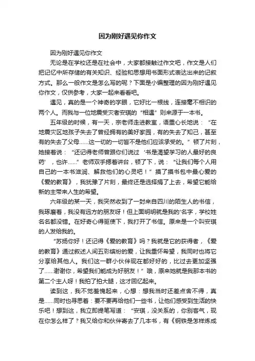因为刚好遇见你作文