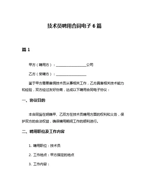 技术员聘用合同电子6篇