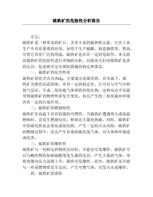 硫铁矿的危险性分析报告