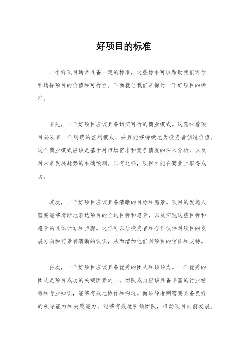好项目的标准