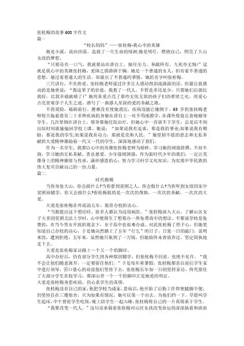 张桂梅的故事600字作文