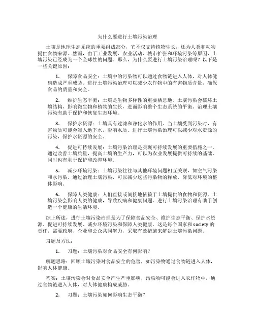 为什么要进行土壤污染治理
