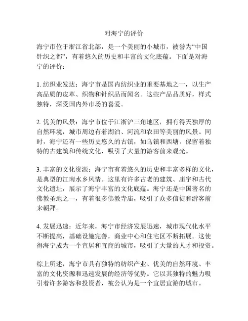 对海宁的评价