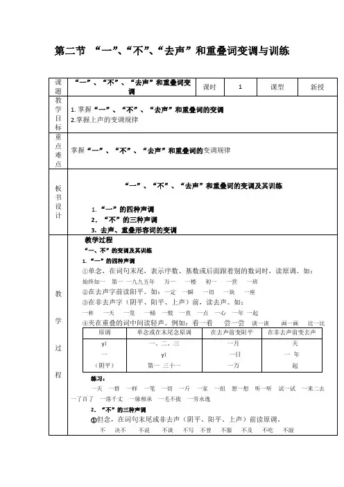 不、去声和重叠词的变调训练