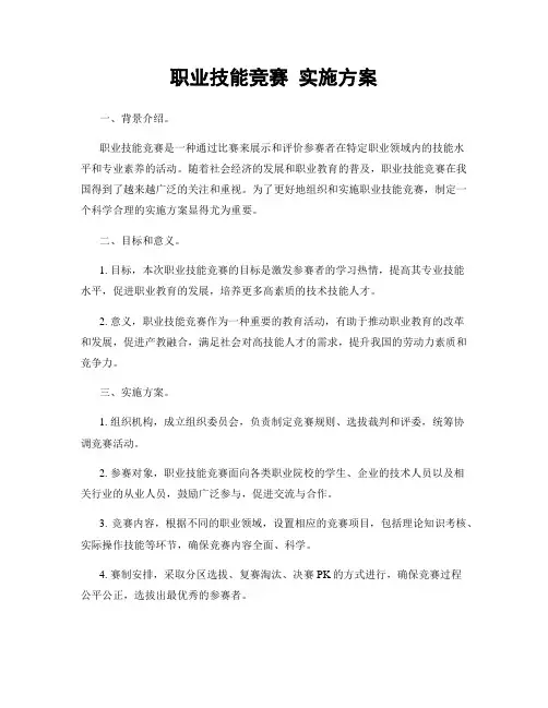 职业技能竞赛 实施方案