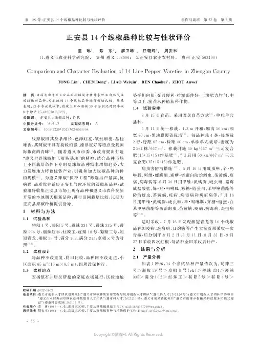 正安县14个线椒品种比较与性状评价