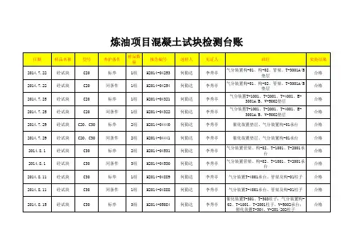 混凝土台账单
