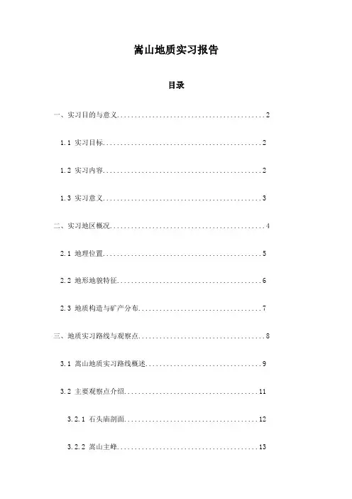 嵩山地质实习报告