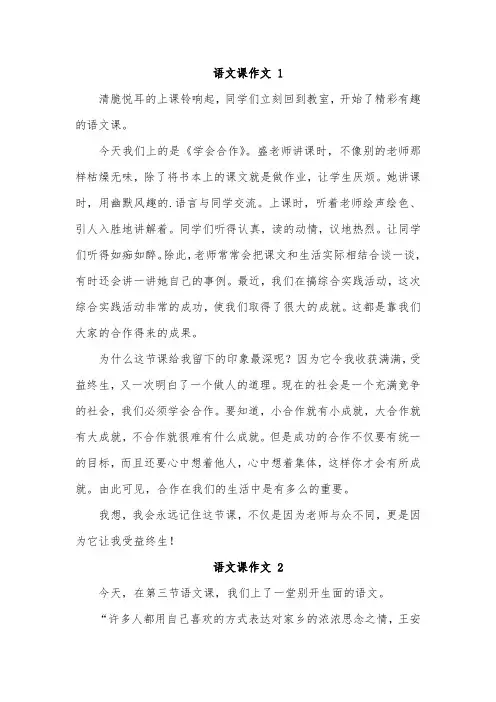 我们的一堂语文课作文350字