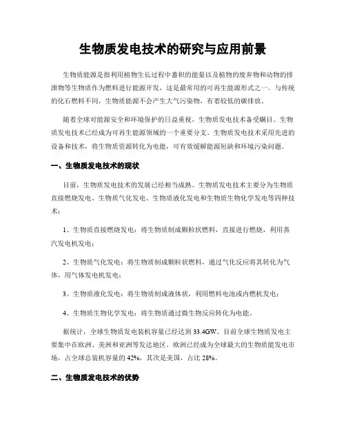 生物质发电技术的研究与应用前景
