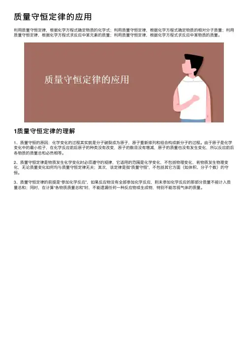 质量守恒定律的应用