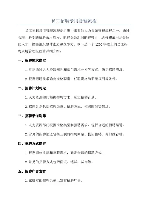 员工招聘录用管理流程