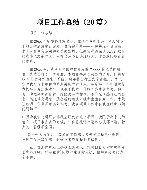 项目工作总结(20篇)