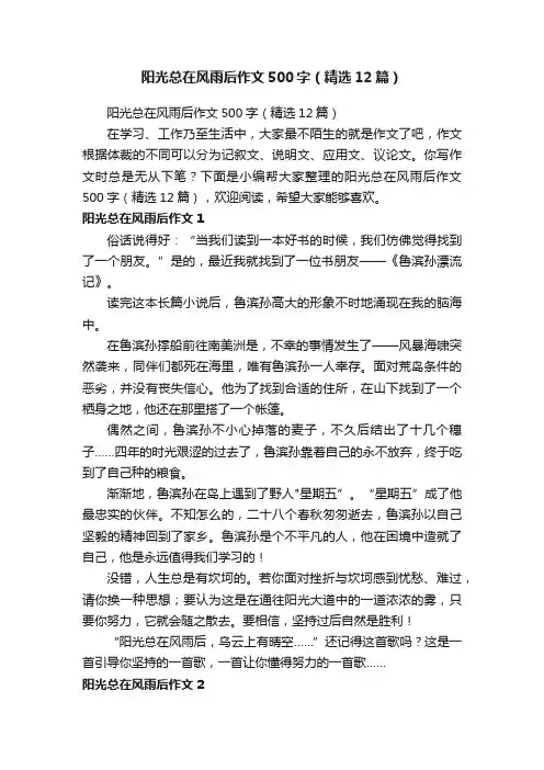阳光总在风雨后作文500字（精选12篇）