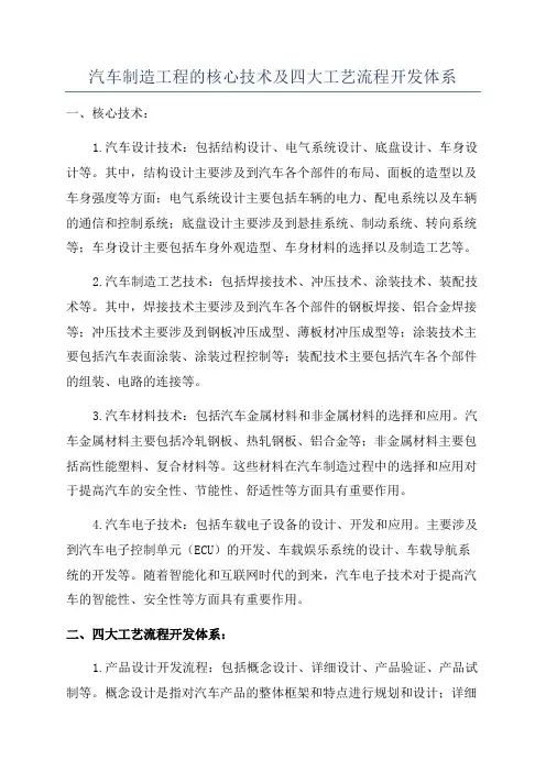 汽车制造工程的核心技术及四大工艺流程开发体系