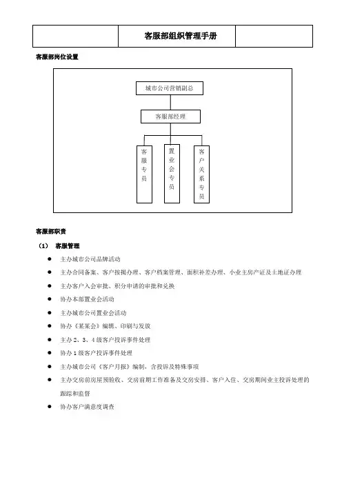 客服部组织管理手册
